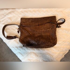 Vintage Bottega Veneta Intrecciato Leather Shoulder Bag – Brown – Authentic